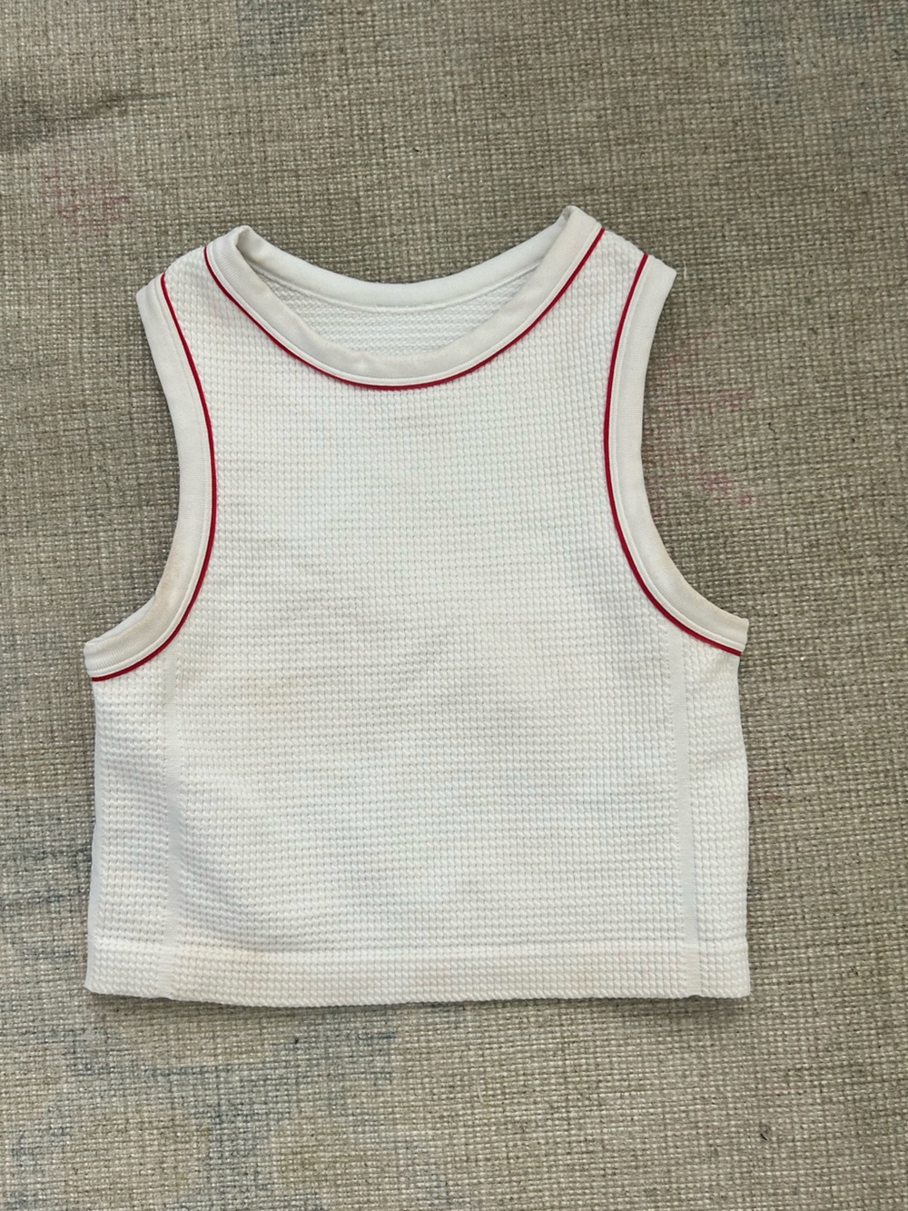 All in motion white tank top with red ribbing - Picture 2 of 3